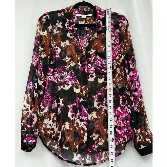 Diane Von Furstenberg Lorelai Print Chief Cheetah Splash Pink Silk Blouse Sheer‎ - Picture 10 of 11